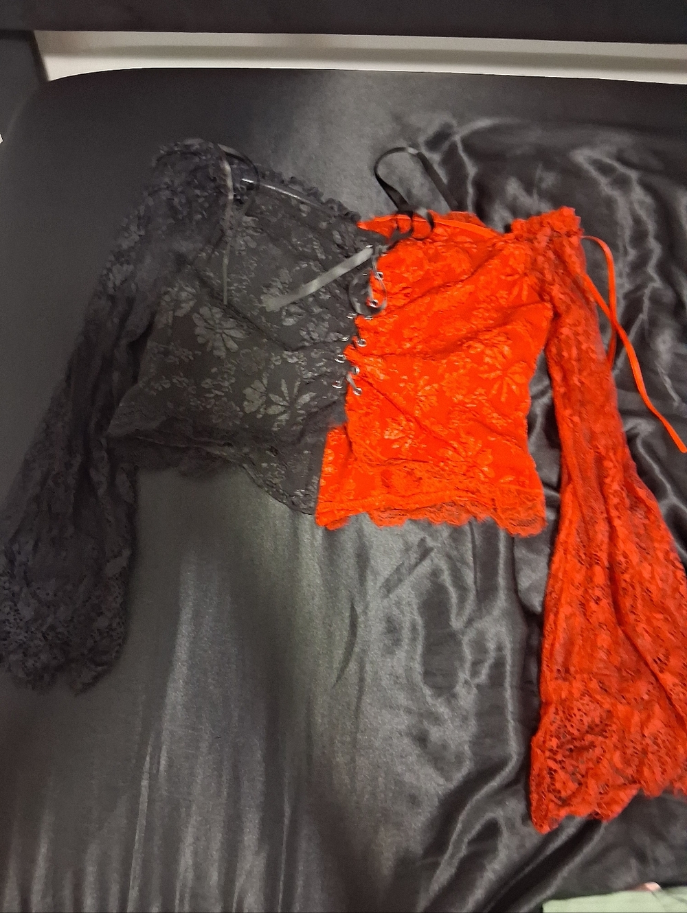 SHEIN ICON Red and Black Lace Gothic Corset Top - Picture 3 of 4